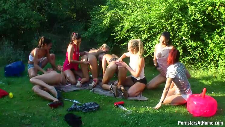 Oiled Up Blondes and Redheads Group Fun - Rachel, Jenny & Victoria