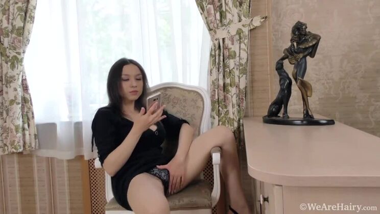 Hairy Brunette Veronika Mars in Lingerie Tease