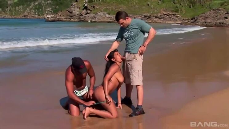 Beach Threesome with Anal and Cumshot