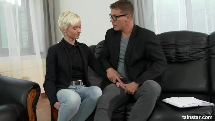 Blonde Pissing with Clothes: A Big Cock Encounter