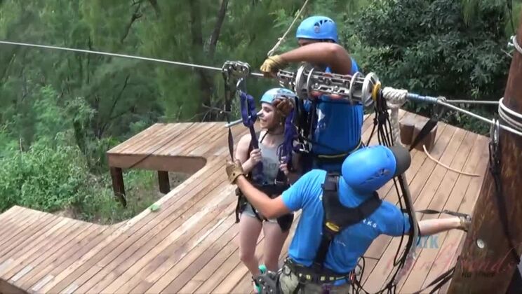 POV Ziplining with Brunette Babe Anya Olsen