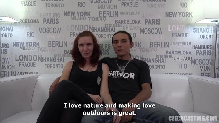 Redhead Czech Beauty in Casting Threesome