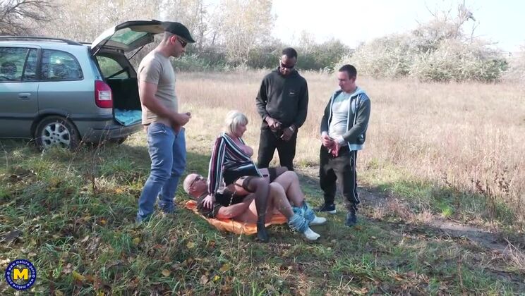 Amy Takes on 4 Men in an Interracial Gangbang