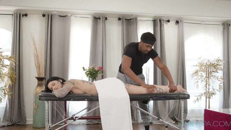 Massage Table Fun With Leigh Raven And Big Black Cock