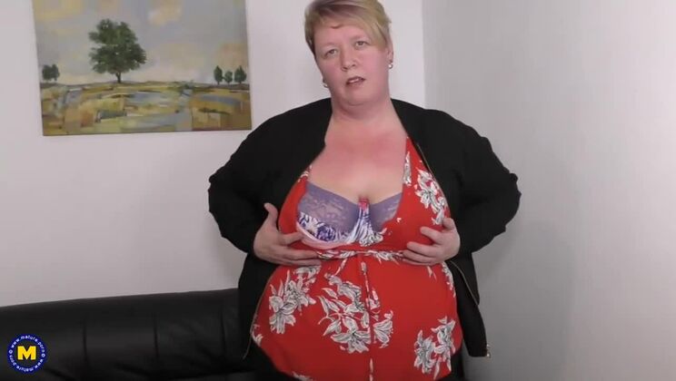 BBW Mature Woman with Big Boobs Plays Alone