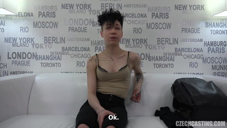 Tattooed European Brunette Alina Casting