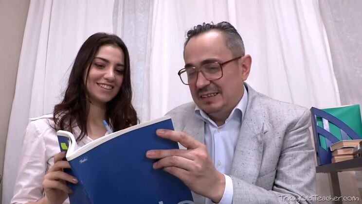 Russian Brunette Creampie with Old Teacher