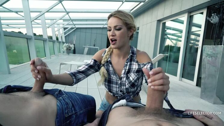 European Cherry Gives Deepthroat to Two Cocks