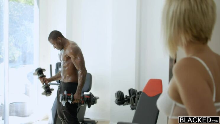 Blonde in Lingerie Fucks Black Man, Facial Cumshot