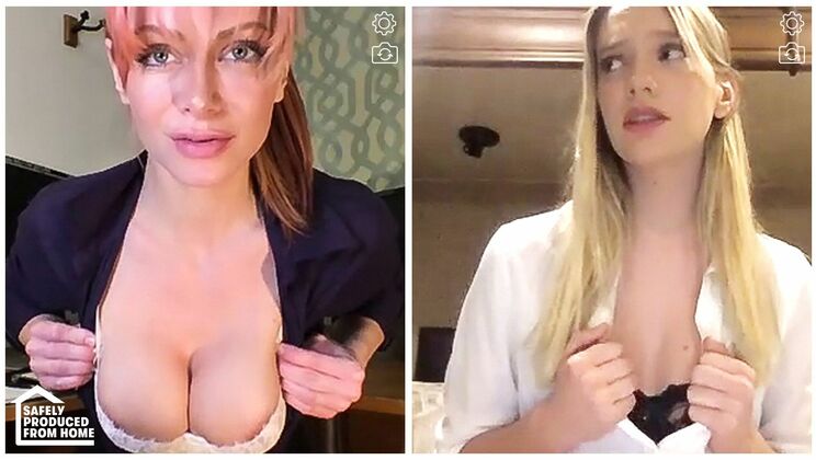 Blonde and Redhead MILFs Masturbate Remotely