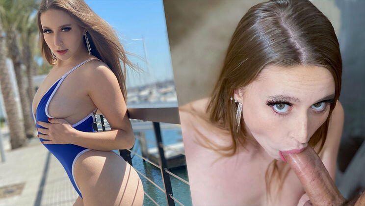 Laney Grey Gives Romeo Mancini a Blowjob
