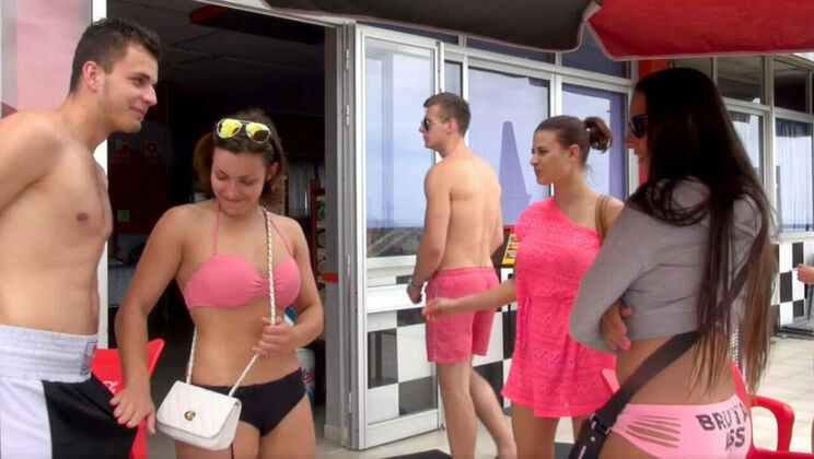 Teen Brunette Goes Wild in the Car