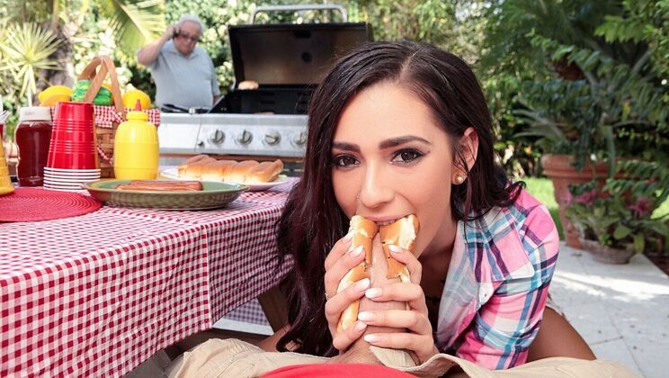 Park Bench Seduction: Brunette Style