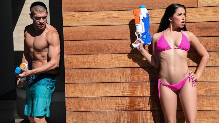 Squirt Gun Fun: Pierced Babe Alex Coal Takes It Deep