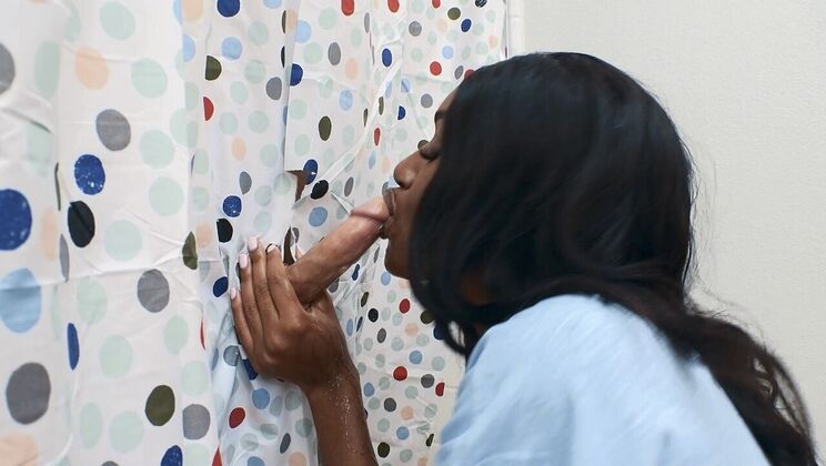 Interracial Glory Hole Shower with Cumshot