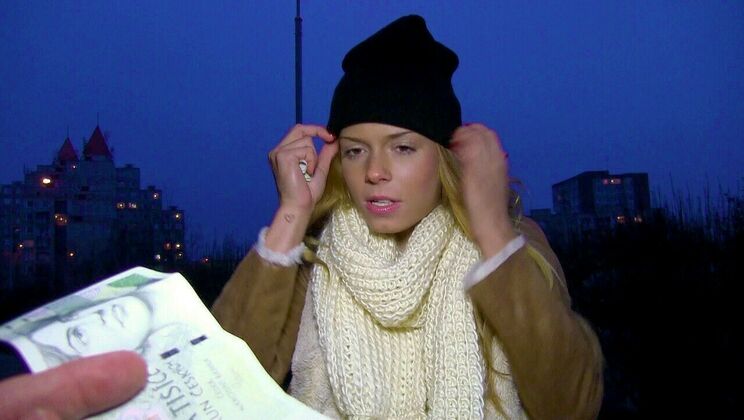 European Blonde Fucks a Random Guy's Cock