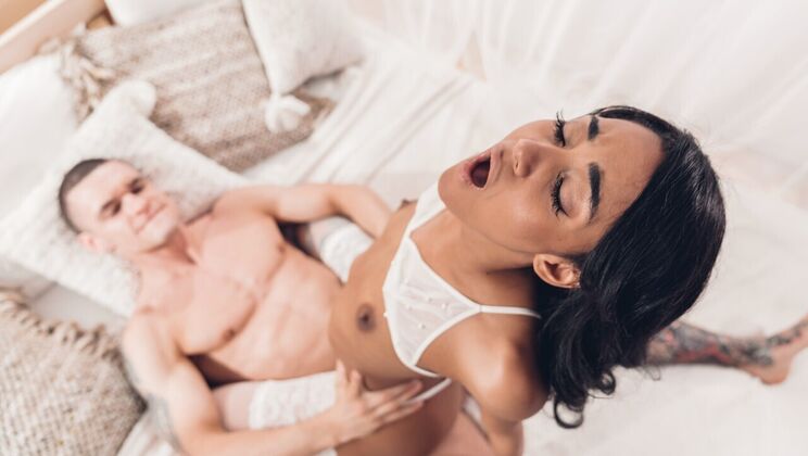 Short Hair Brunette Teen in Sexy Stockings