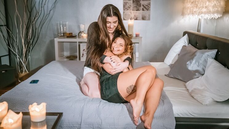 Brunette Lesbians Amy and Marry's Intimate Moments