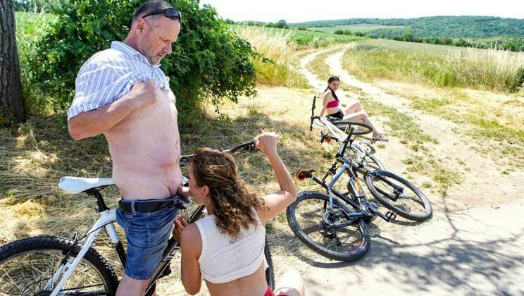 Old and Young Outdoor Threesome Hardcore
