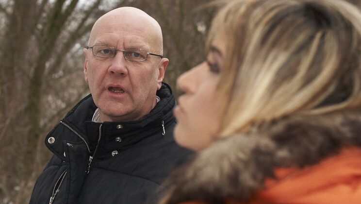 Blonde Aleska Gives Old Man a Handjob