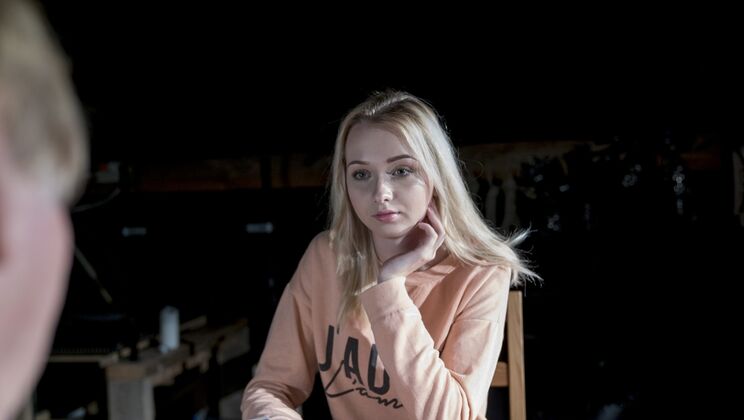 Skinny Blonde Gets Cumshot After Card Game