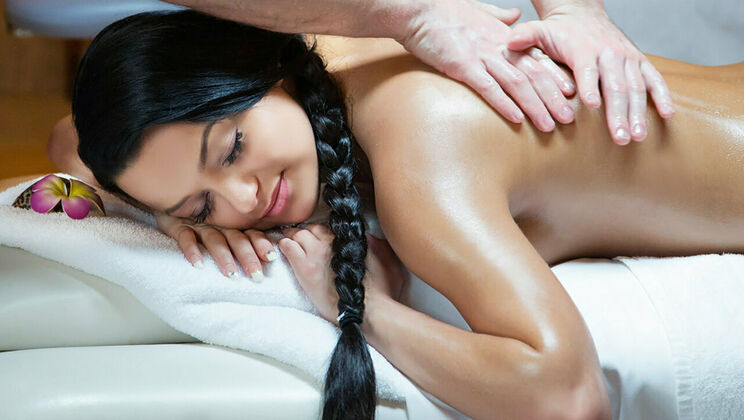 Tattooed Brunette in a Sultry Massage and Sex