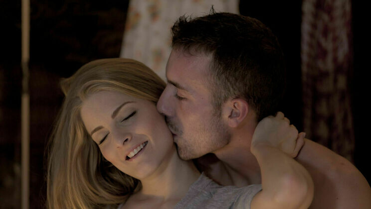 Passionate Spanish Couple Kissing and Striptease