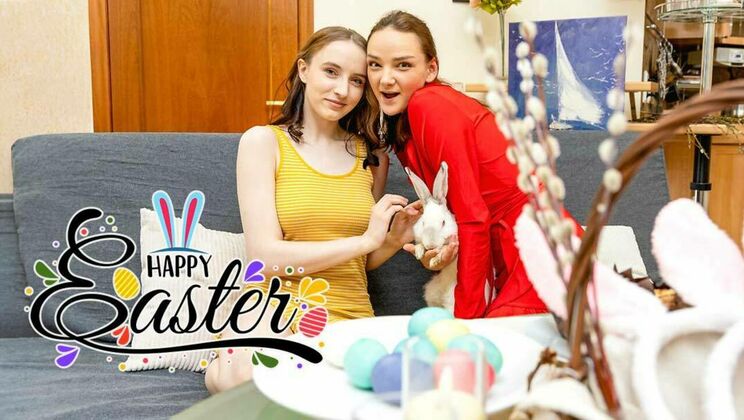 Natural Titted Lesbians in Easter Love