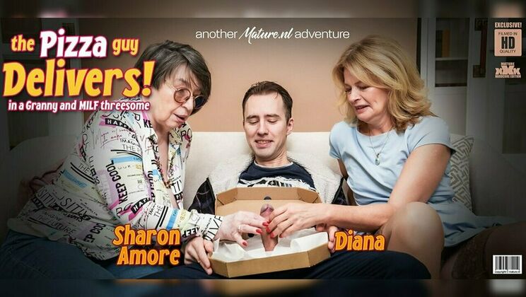 Diana and Sharon Amore in Hot Threesome with Delivery Guy