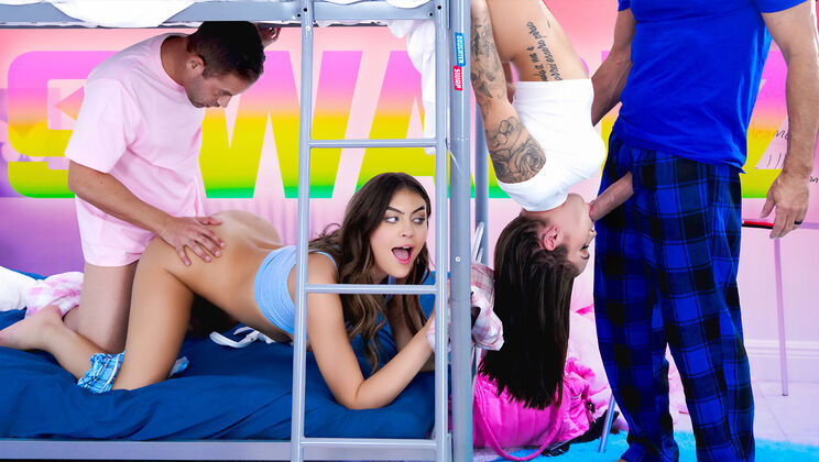 College Swap: Petite Girls in a Foursome