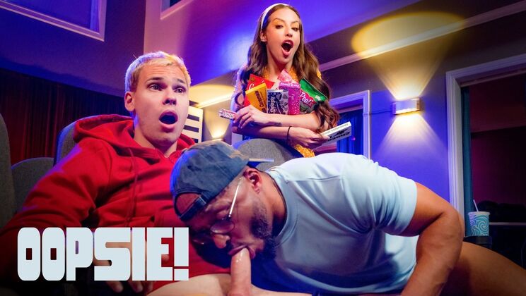 Hot Brunette Spencer Bradley Takes Double Blowjob from Dillon Diaz & Tony Sting