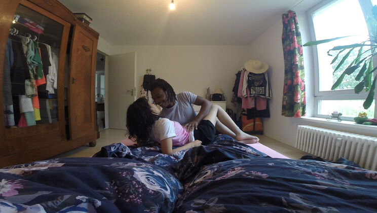 Lina's First Porn - Hot Brunette Masturbates & Takes Big Cock