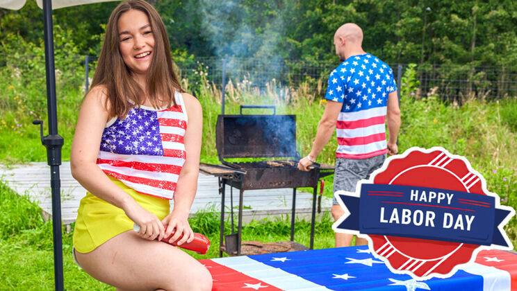 Shaved Teen Hazel Grace Takes Cumshot on Tits