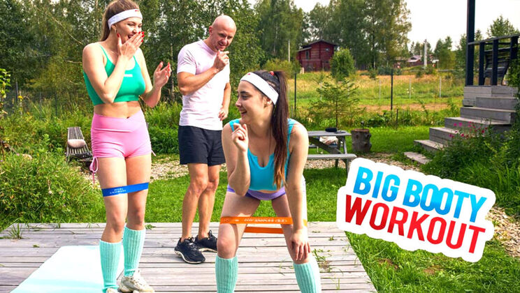 Hot Brunettes’ Big Ass and Blowjob Workout