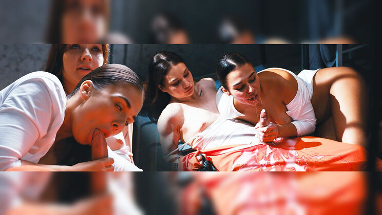 Brunette Teen Blowjob by Prison Witch