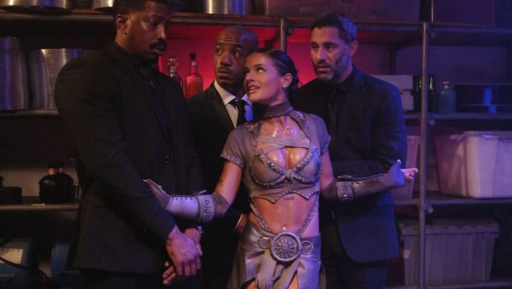 Hardcore Foursome with Shaved Pussy and Big Cocks