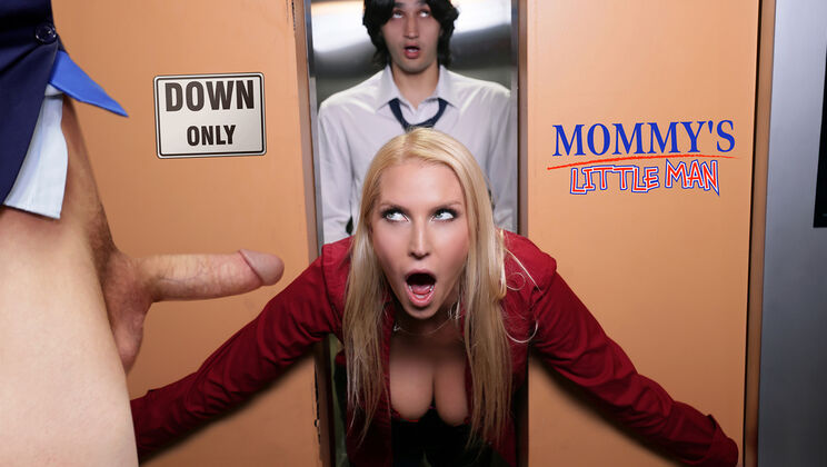 Vanessa Cage in G String Gets Double Teamed in Elevator