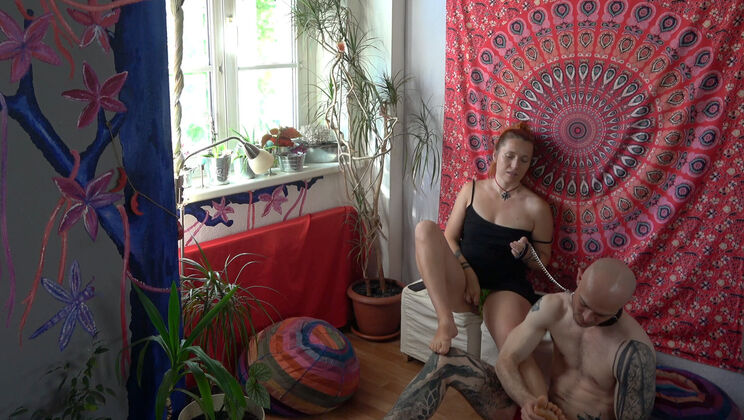 Bald Sub Simona Chained for Kinky Domination
