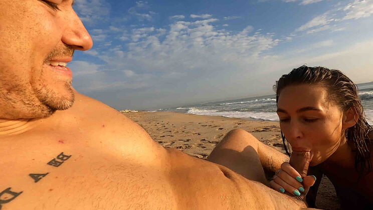 Amelia Sucks Dick on a Public Beach