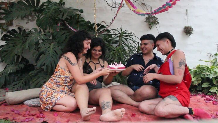 Cumple Quartet: Queer Foursome with Food Play & Moaning
